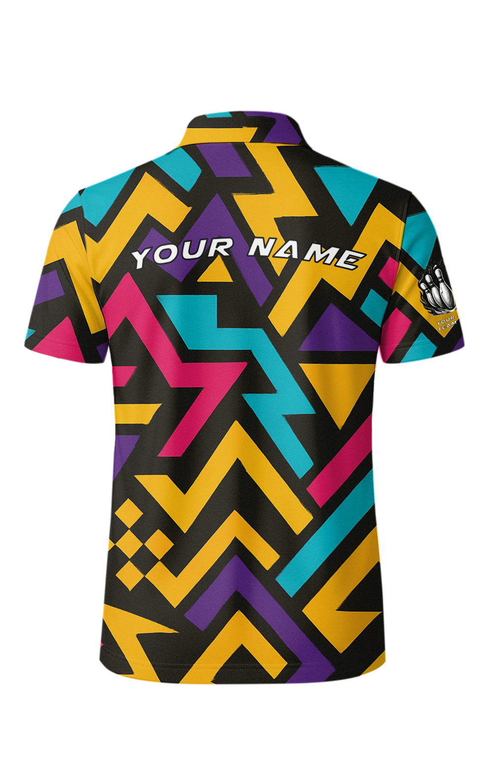 Retro Geometric Lightning Strike Bowling Jersey