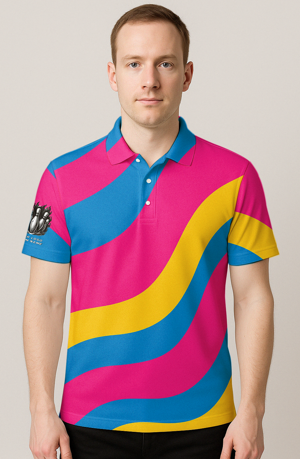 Retro Swirl Waves Colorful Bowling Jersey