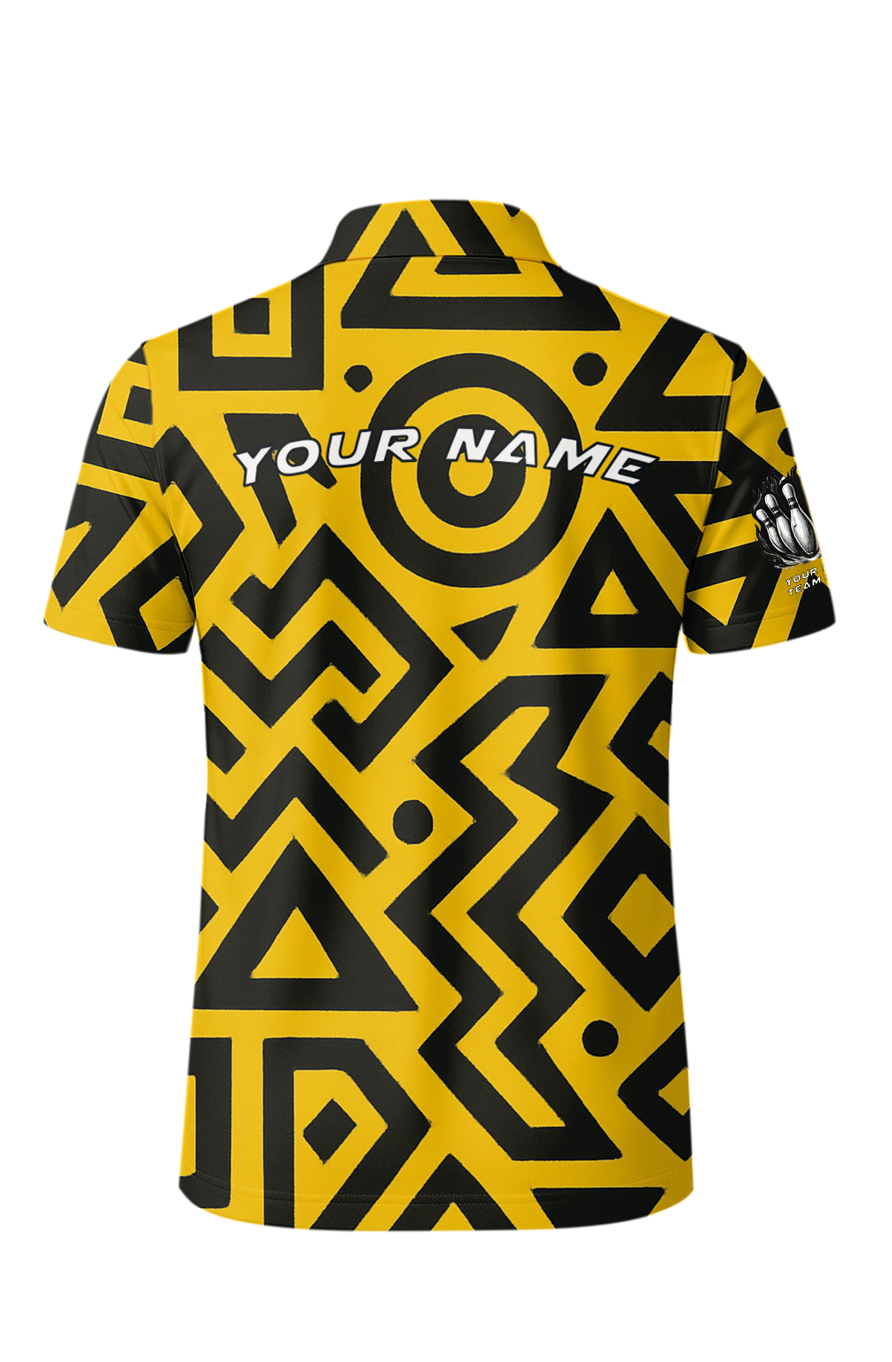 Geometric Maze Energetic Yellow Bowling Jersey