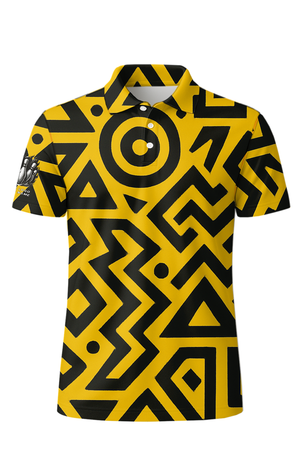 Geometric Maze Energetic Yellow Bowling Jersey