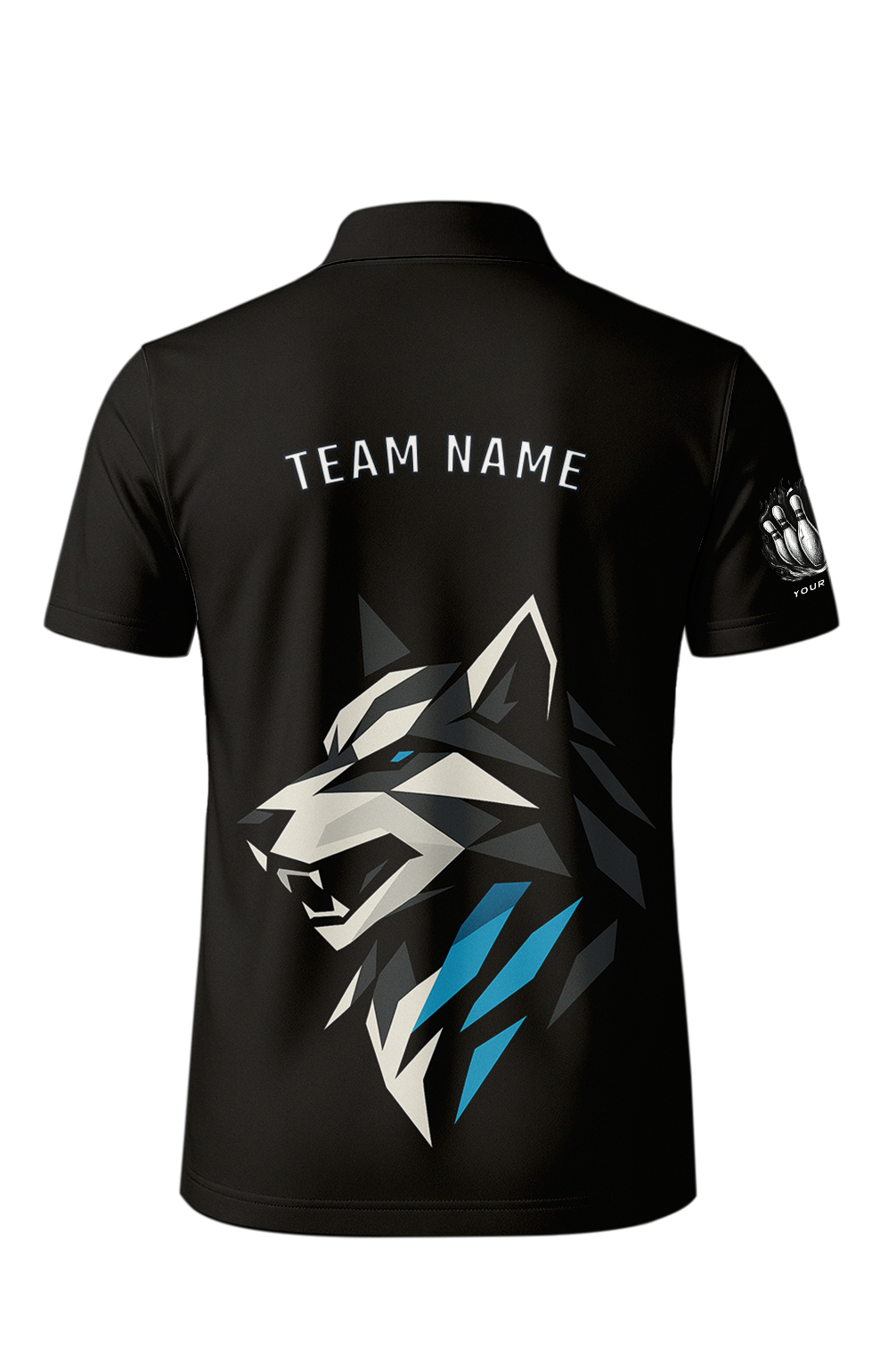 Geometric Wolf Dark Stealth Bowling Jersey