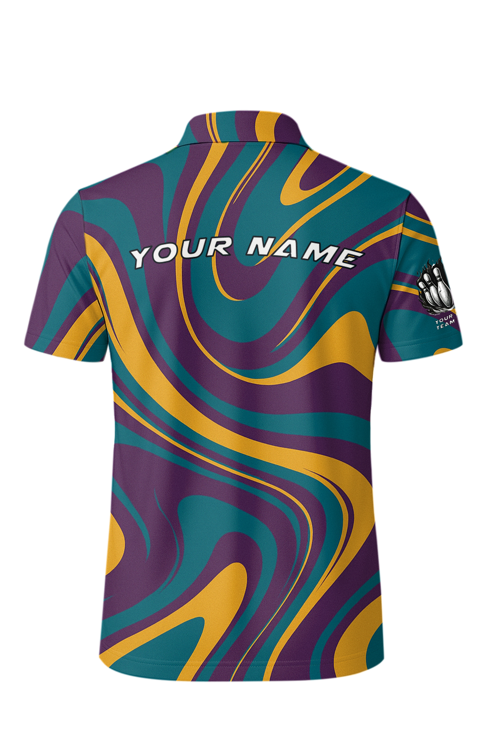 Swirling Teal Purple Flow Bowling Jersey