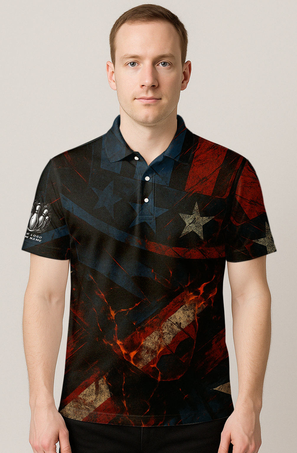 Patriotic Flag Stars Lightning Bowling Jersey
