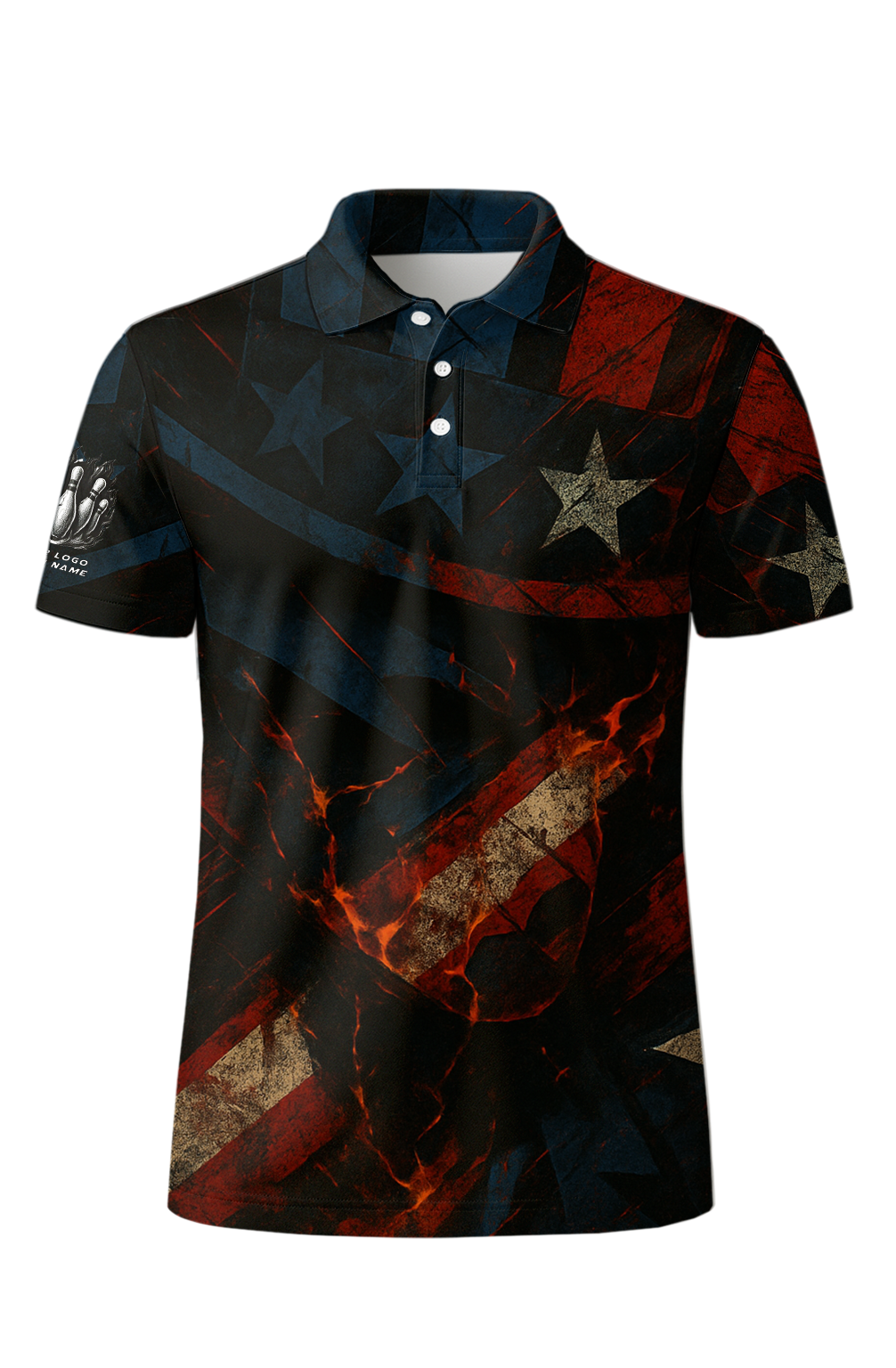 Patriotic Flag Stars Lightning Bowling Jersey