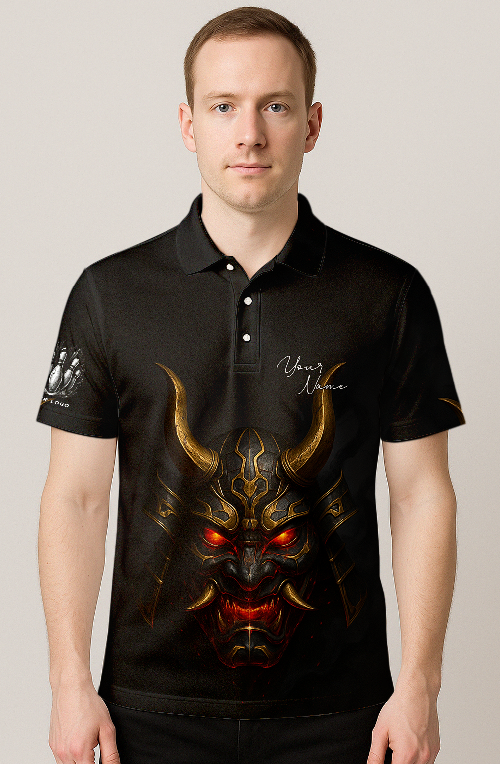 Menacing Oni Mask Bowling Jersey