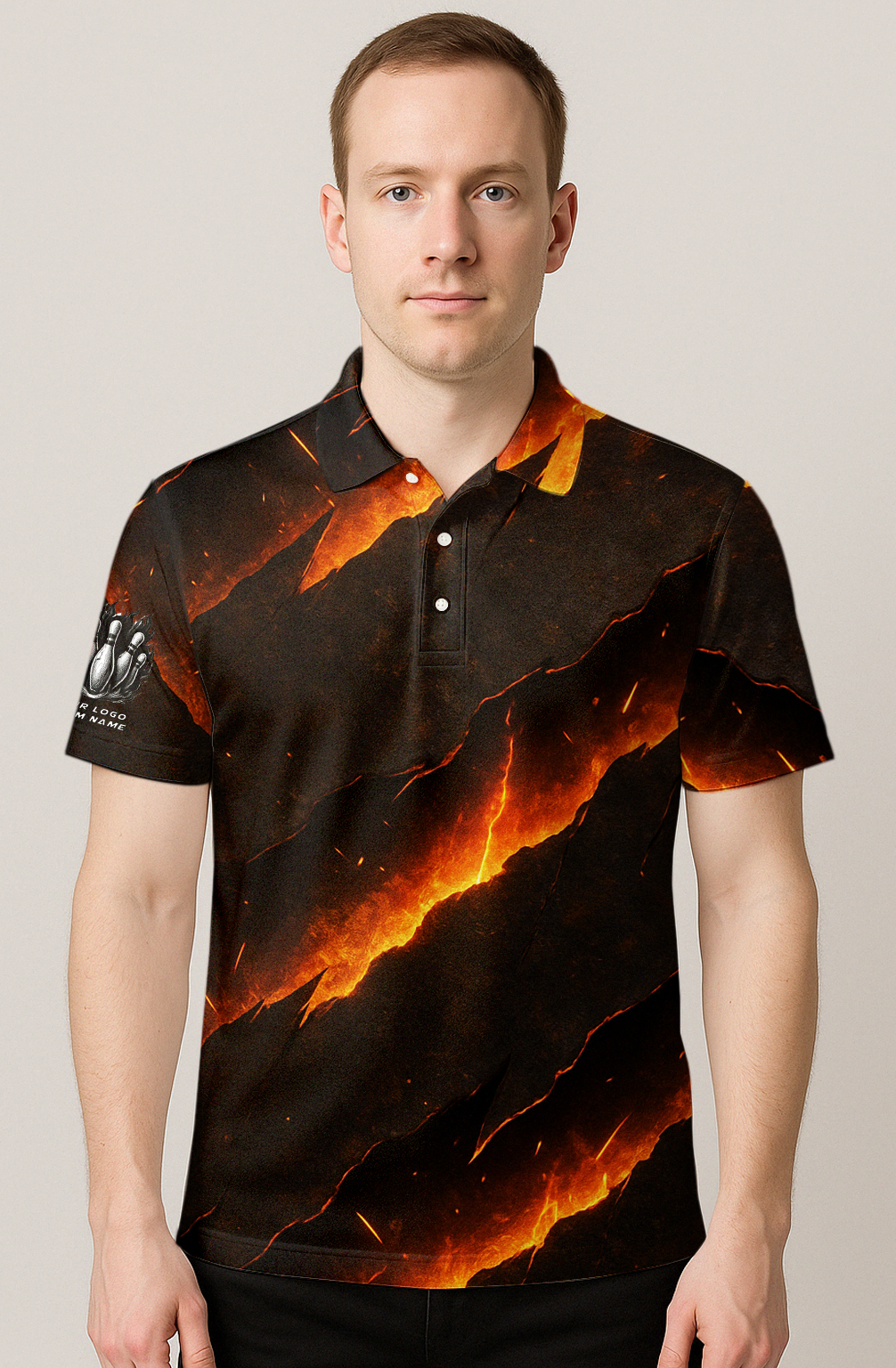 Striking Crackle Ember Lines Bowling Jersey