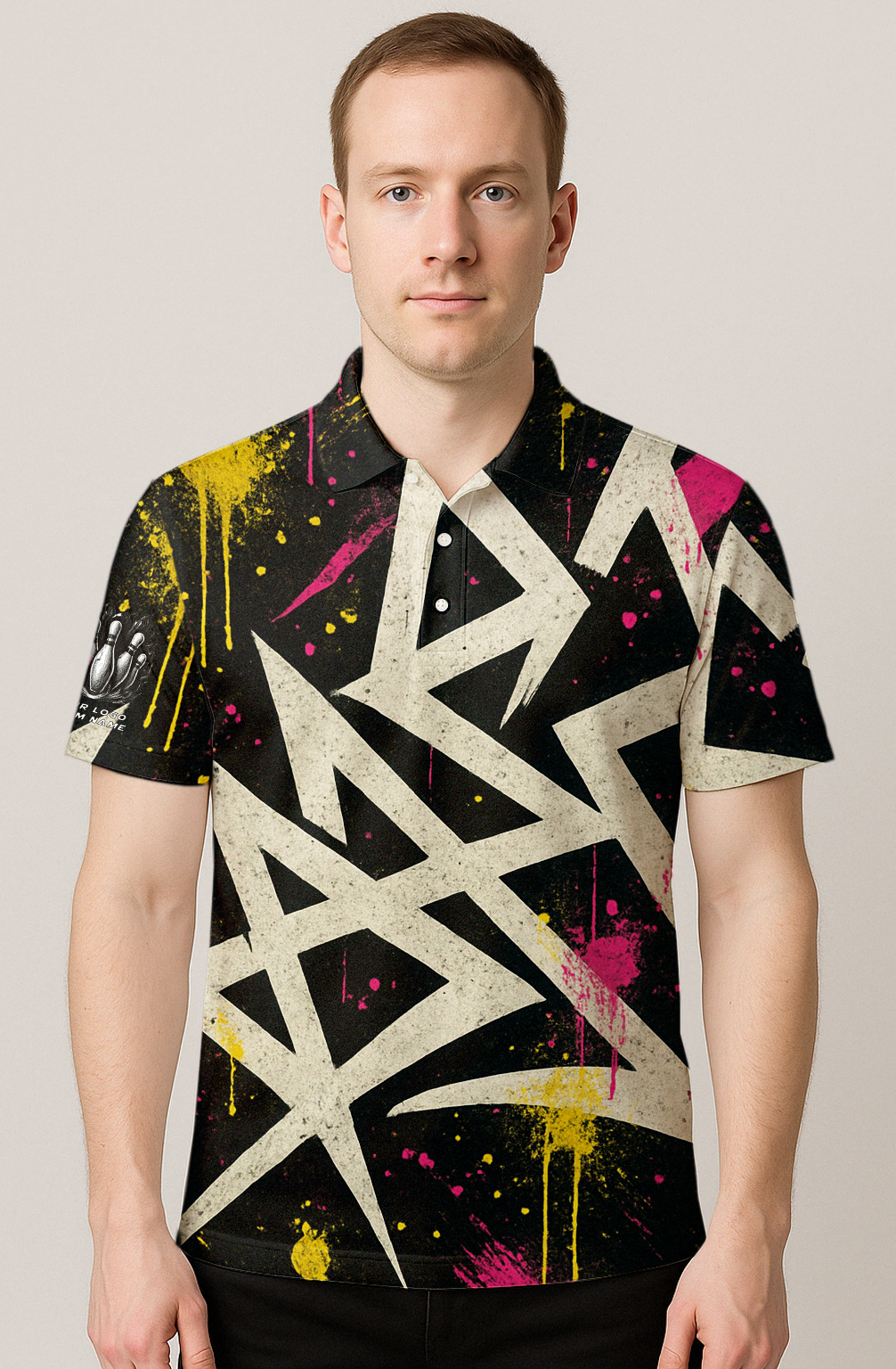 Angular Star Splatter Paint Bowling Jersey