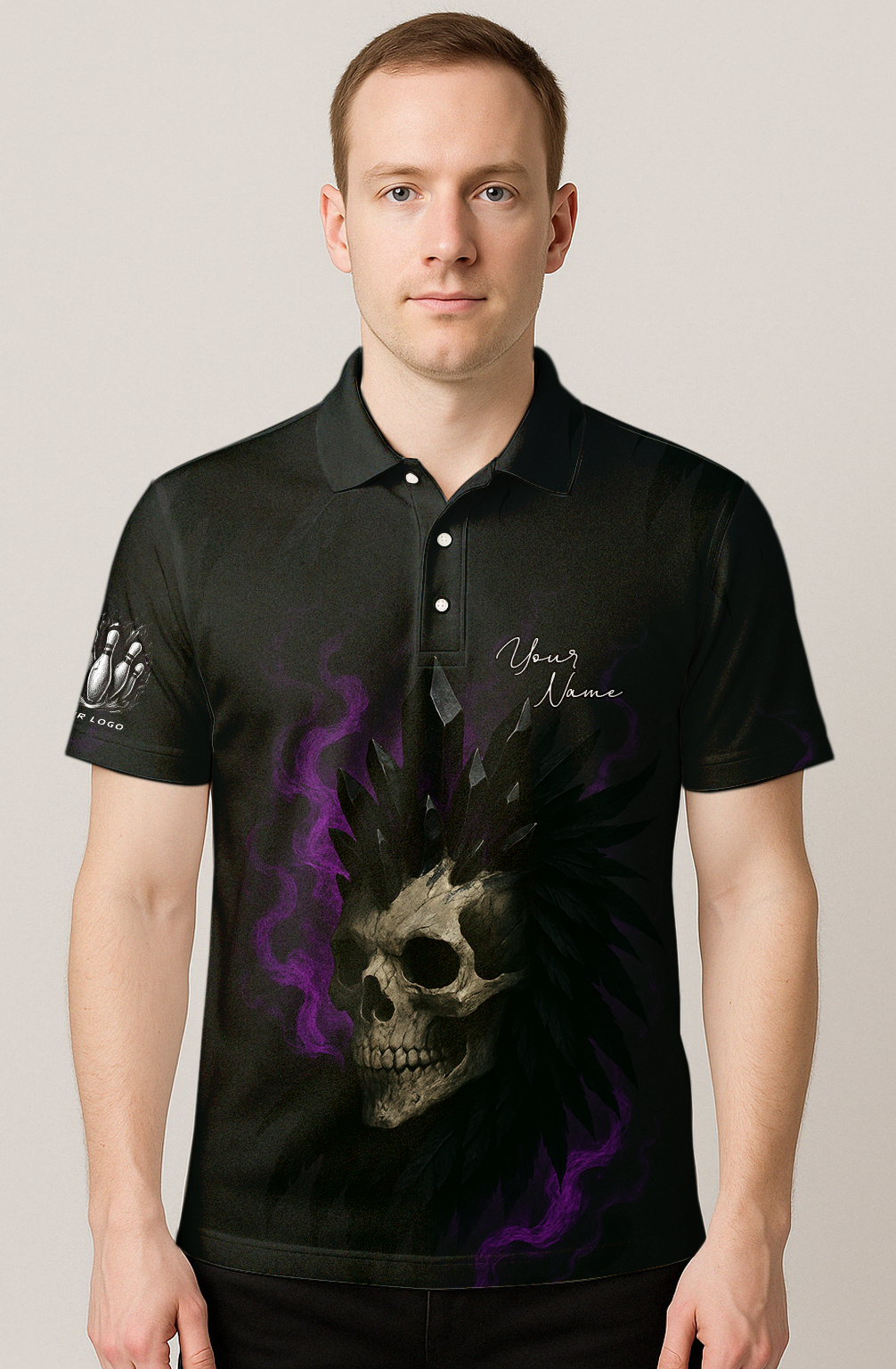 Dark Skull Crown Purple Smoke Bowling Jersey
