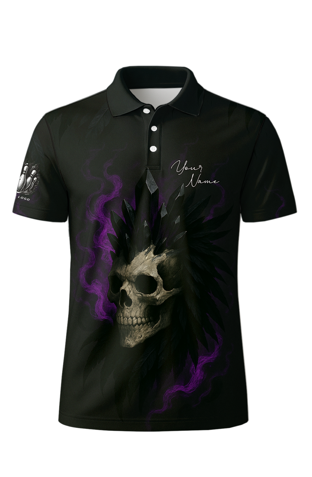 Dark Skull Crown Purple Smoke Bowling Jersey