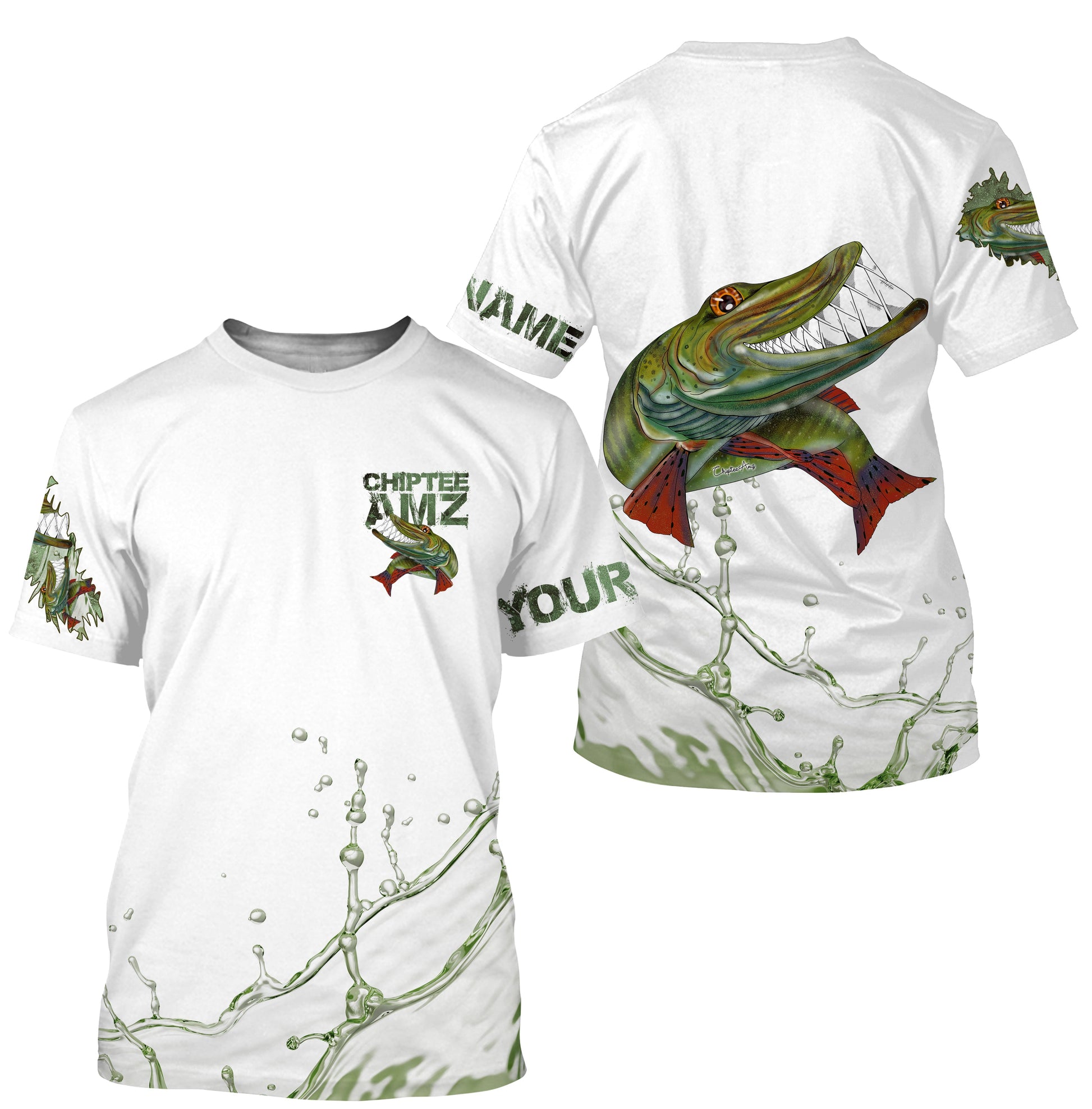 Musky Muskellunge fishing custom name with funny Muskie ChipteeAmz's art sun protection fishing AT042