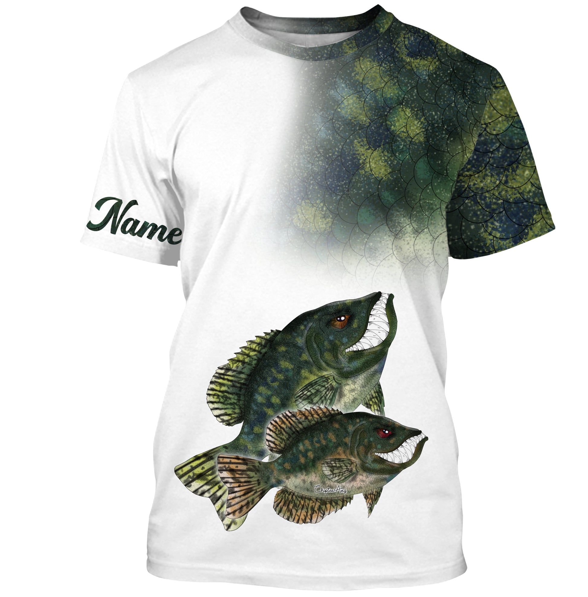 Crappie fishing ChipteeAmz's art custom name UV protection with funny Crappie fish art AT031