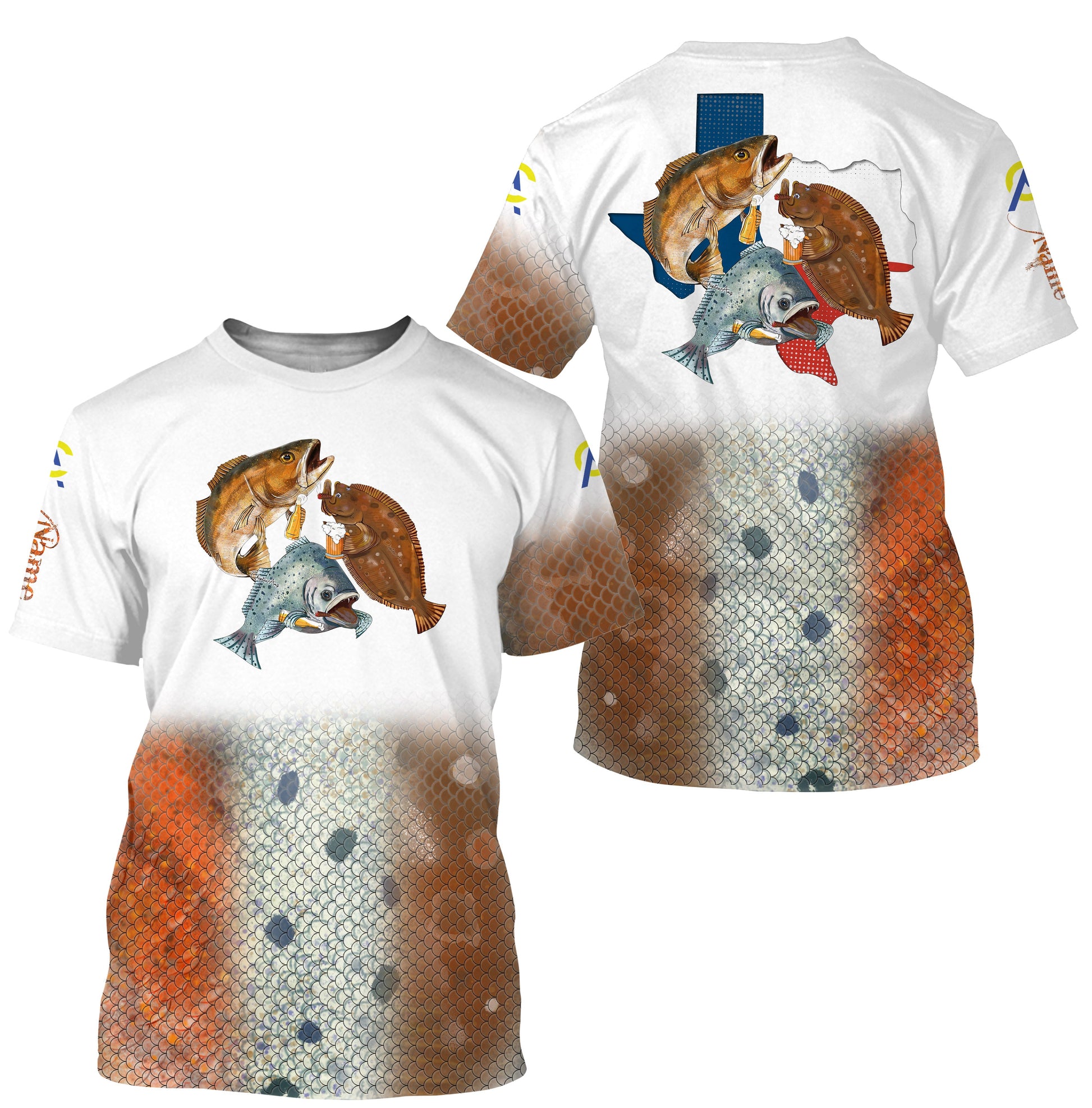 Texas Slam fishing drink beer with ChipteeAmz's art custom name UV protection UPF +30 AT002
