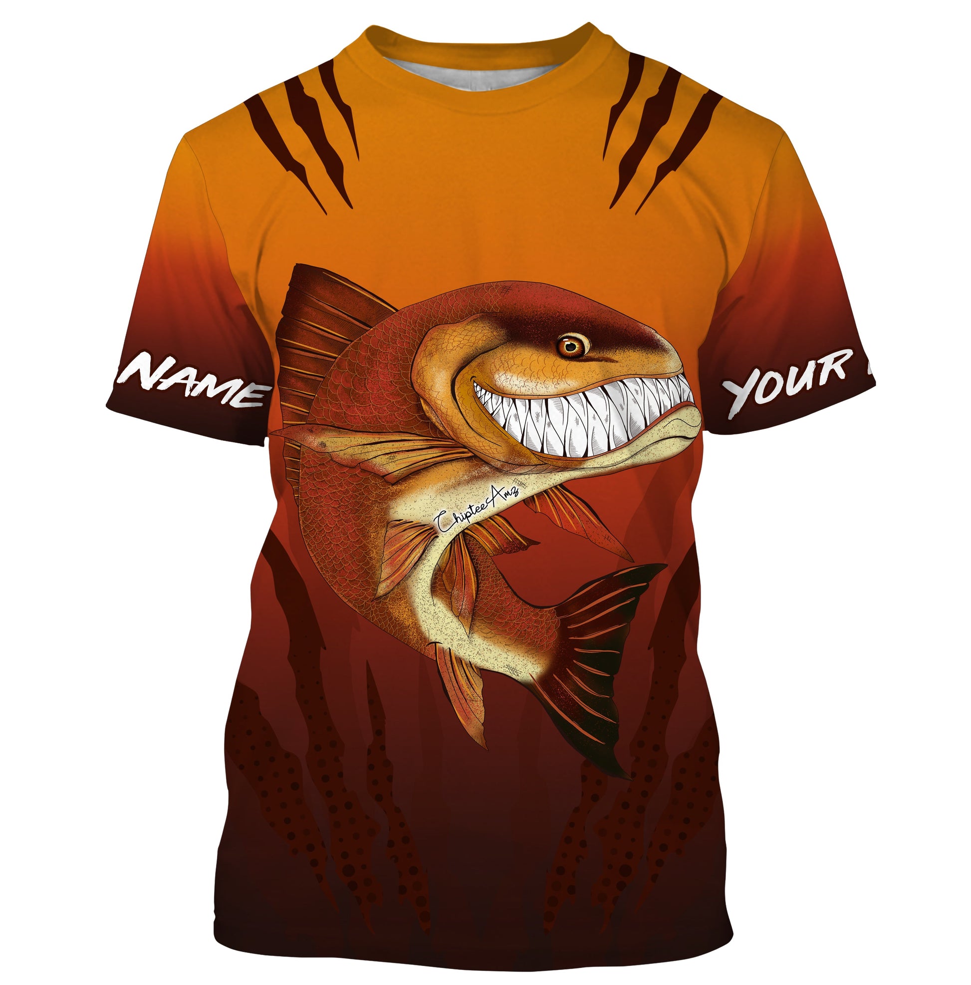 Redfish puppy drum fishing art custom name with angry redfish ChipteeAmz's art UV protection AT030