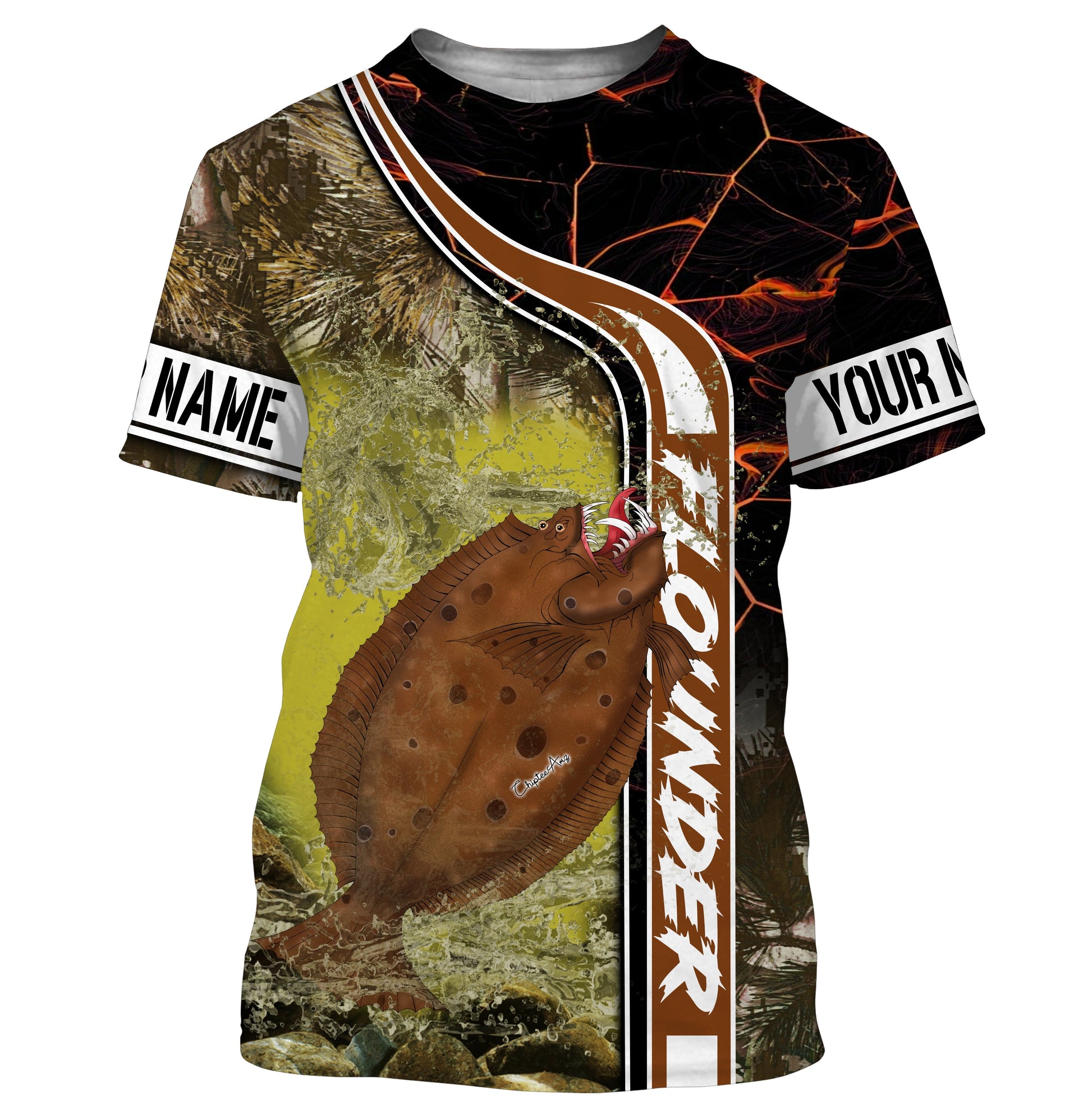 Flounder fishing custom name with ChipteeAmz's art UV protection AT020