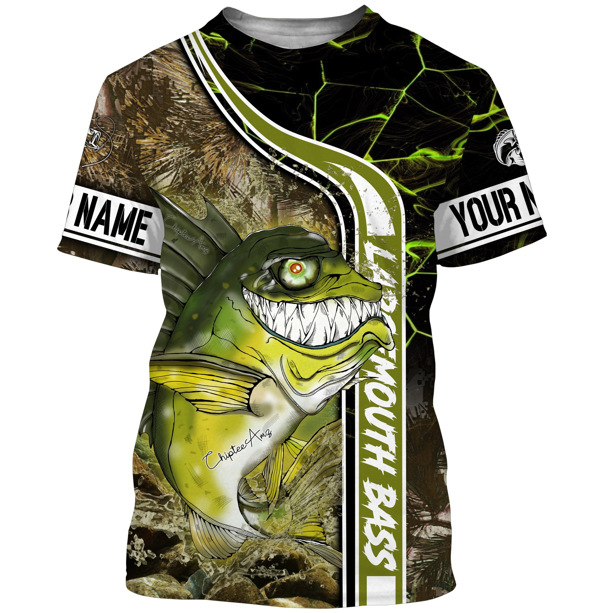 Largemouth Bass fishing custom name with ChipteeAmz's art UV protection AT011