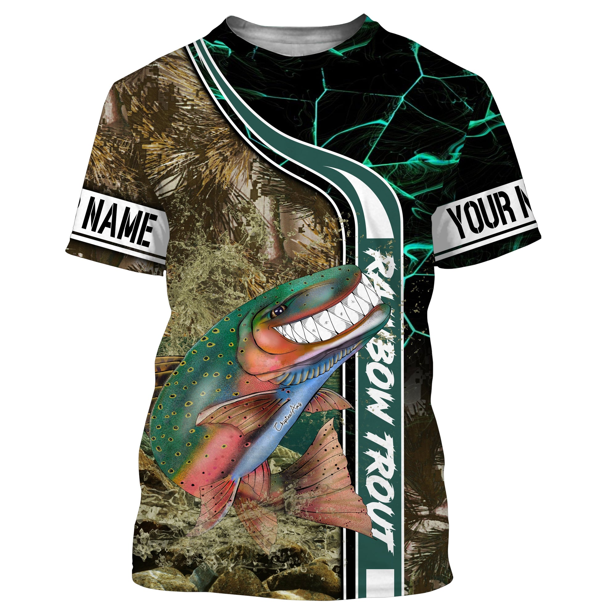 Rainbow trout fishing custom name with ChipteeAmz's art UV protection AT022