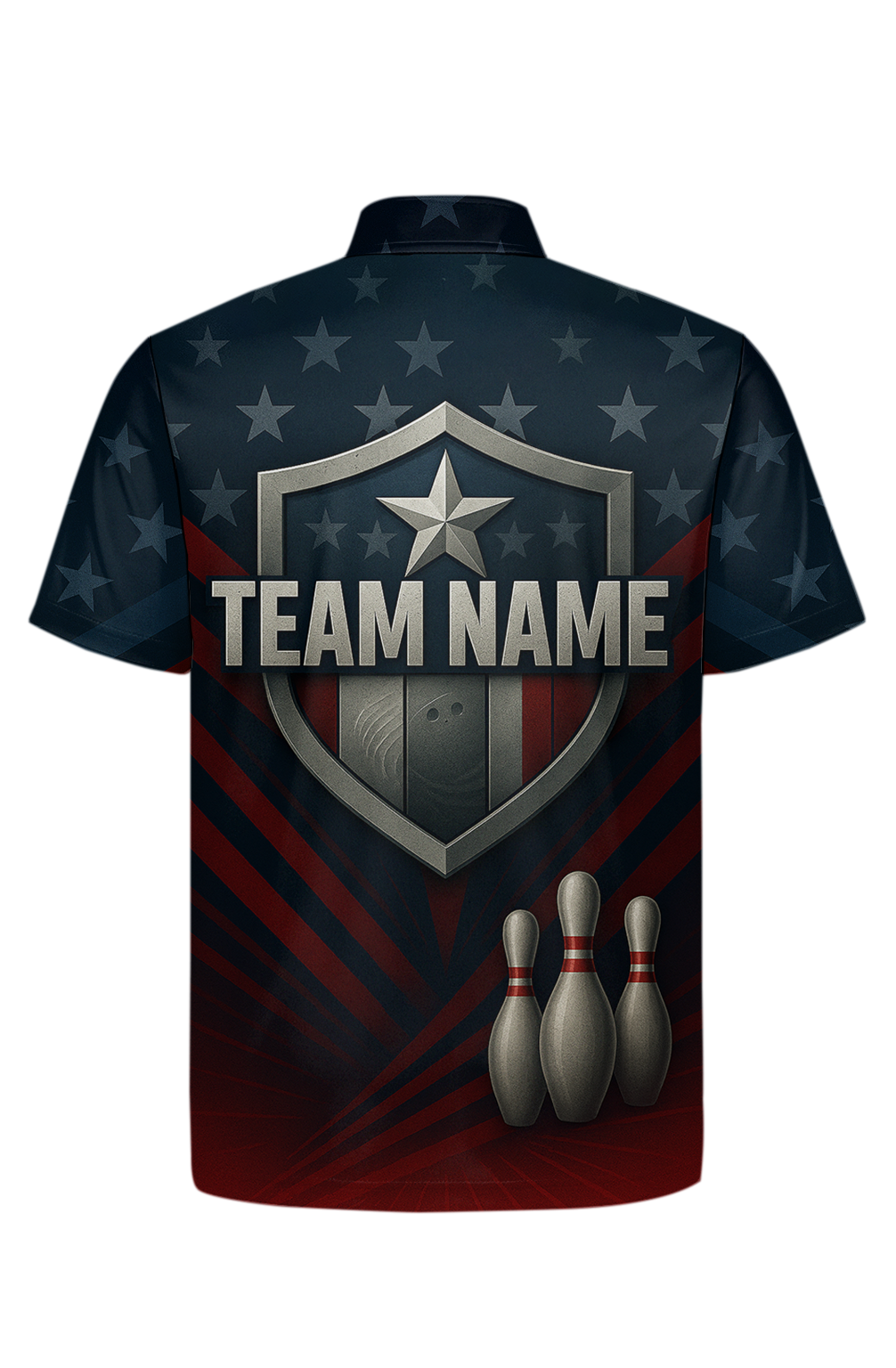 American Flag Shield Emblem Bowling Jersey