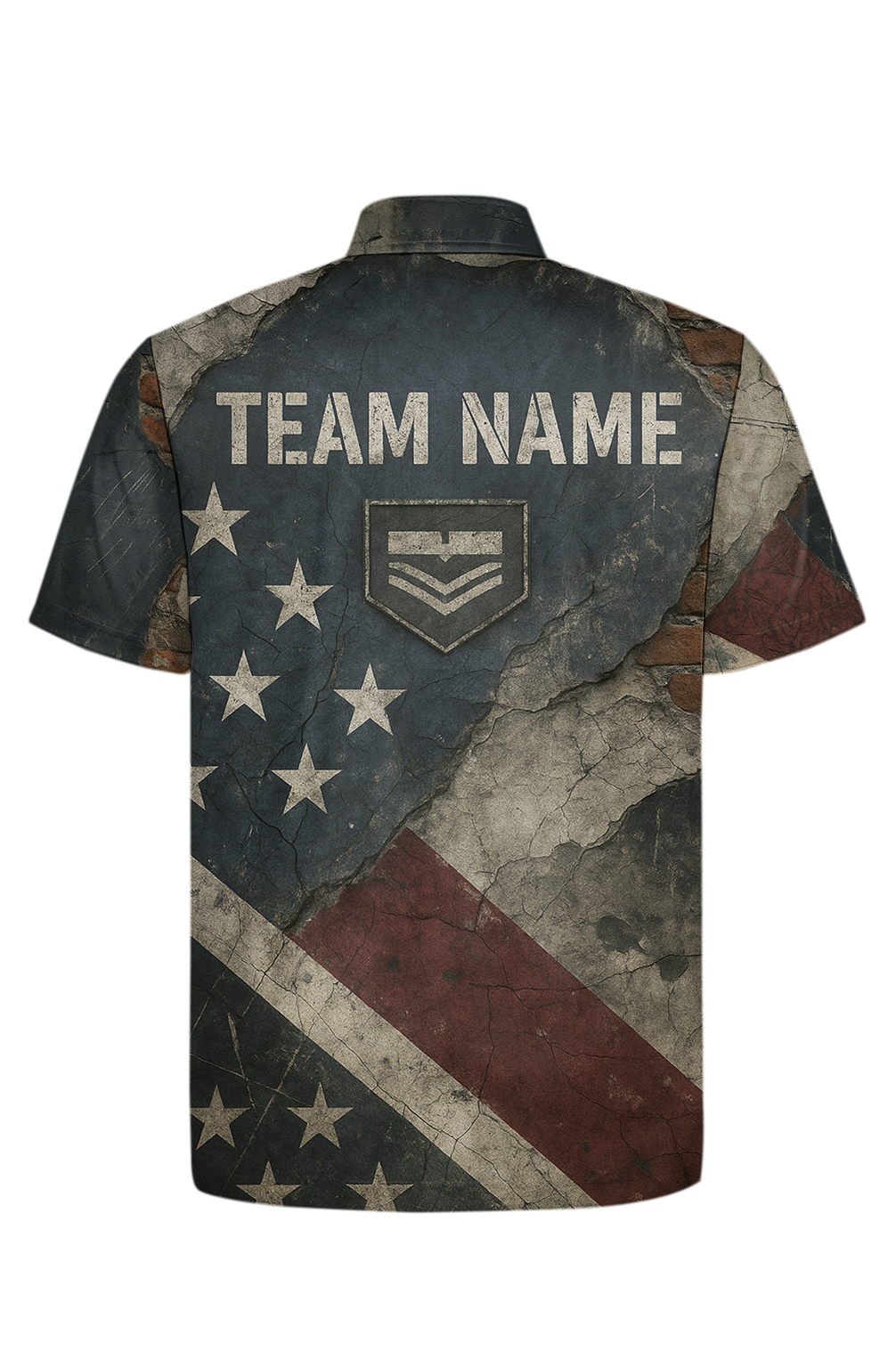 Distressed Vintage Flag Pattern Bowling Jersey