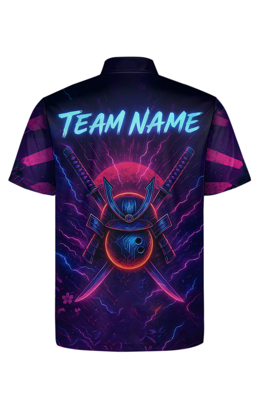 Neon Cyber Samurai Strike Bowling Jersey