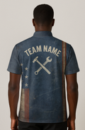 Vintage Industrial Distressed Mechanic Label Bowling Jersey