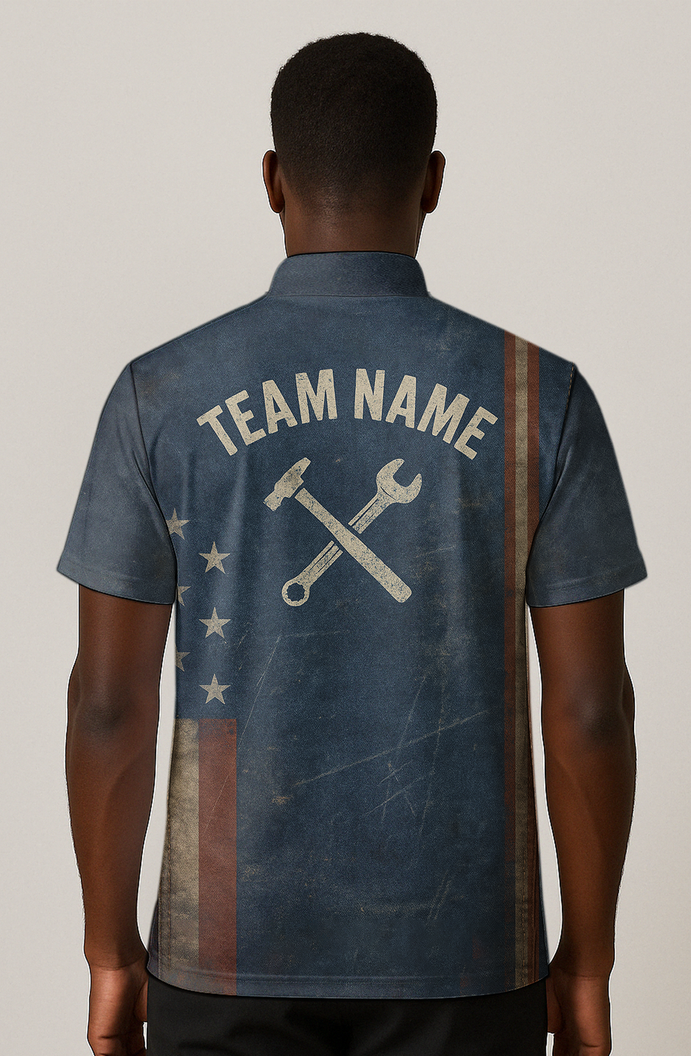 Vintage Industrial Distressed Mechanic Label Bowling Jersey