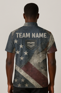 Distressed Vintage Flag Pattern Bowling Jersey