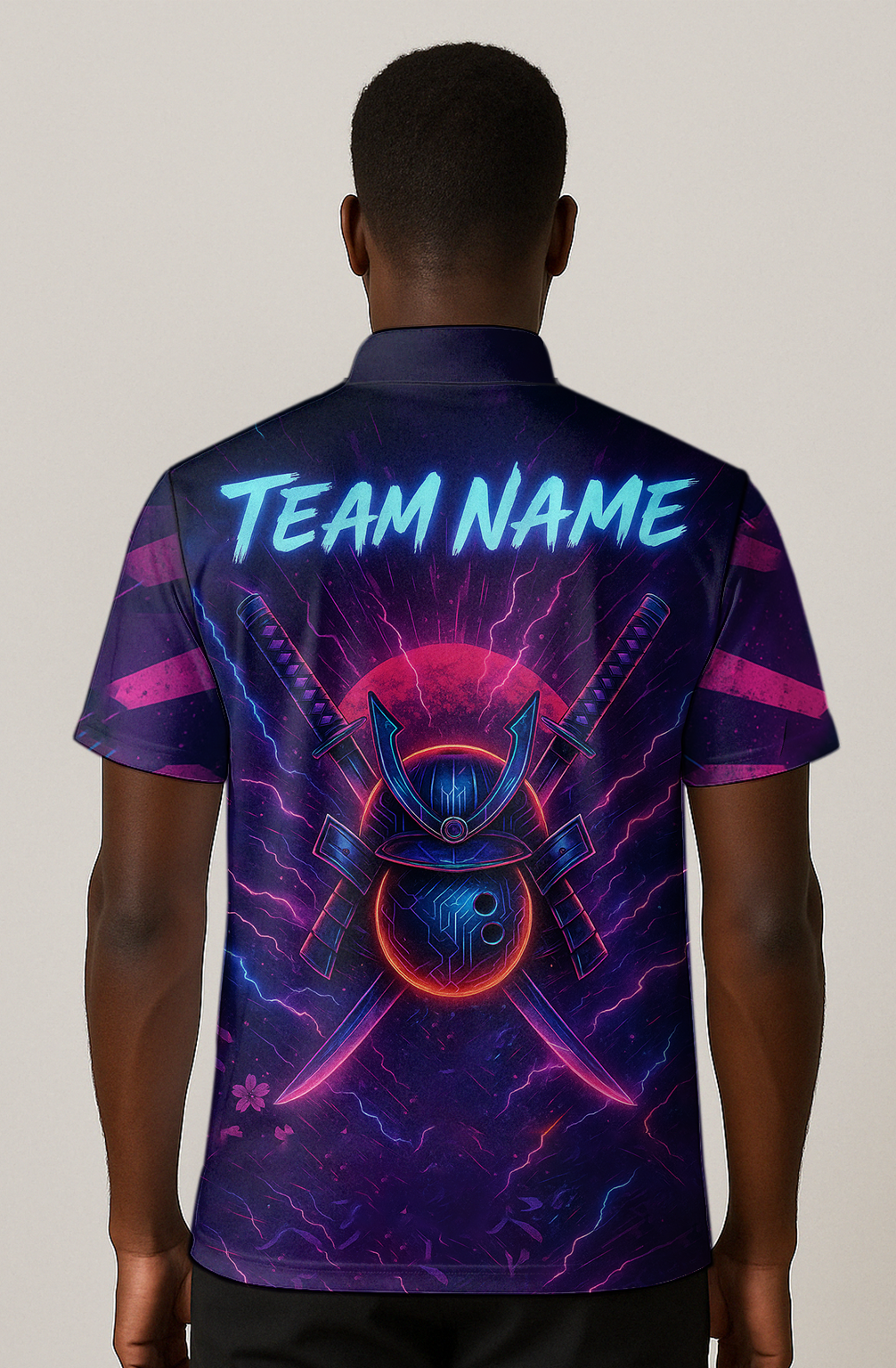Neon Cyber Samurai Strike Bowling Jersey
