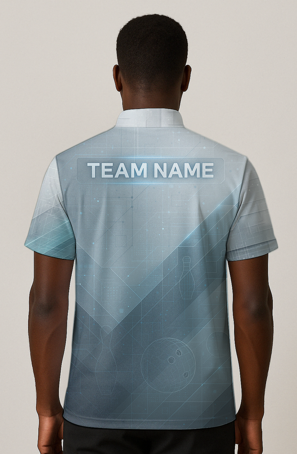 Futuristic Digital Grid Glow Bowling Jersey