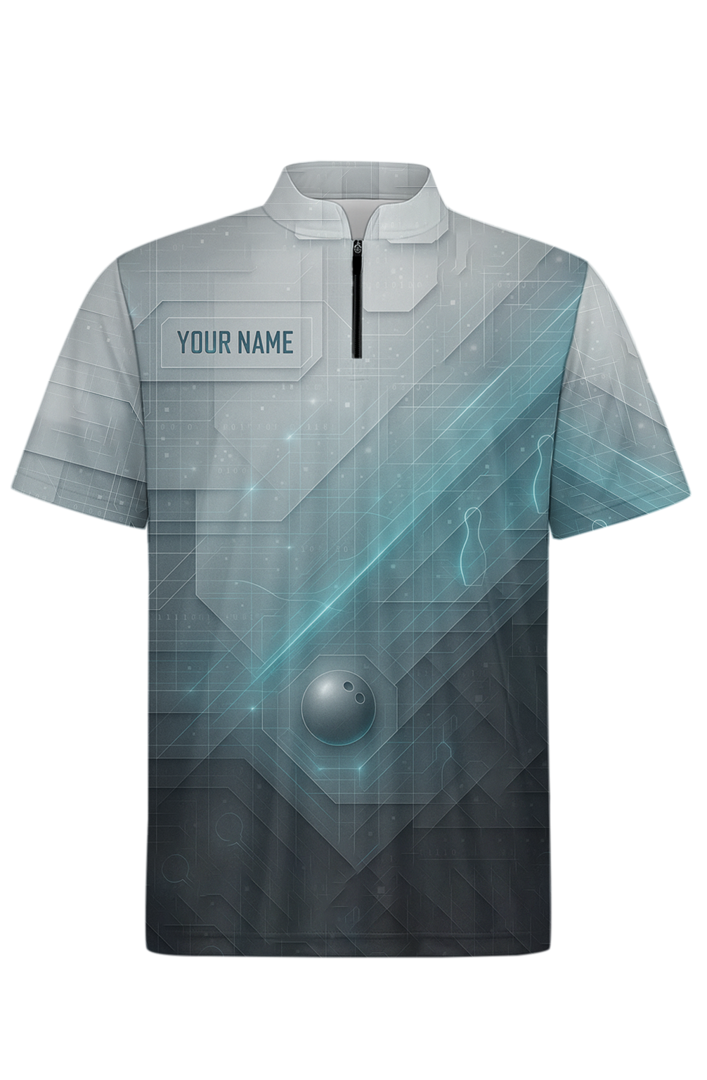 Futuristic Digital Grid Glow Bowling Jersey