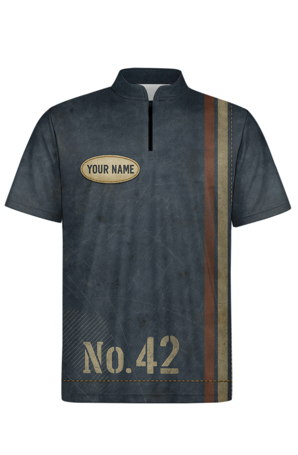 Vintage Industrial Distressed Mechanic Label Bowling Jersey