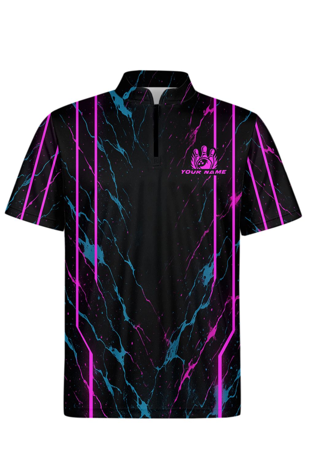 Abstract Neon Lines Splatter Bowling Jersey