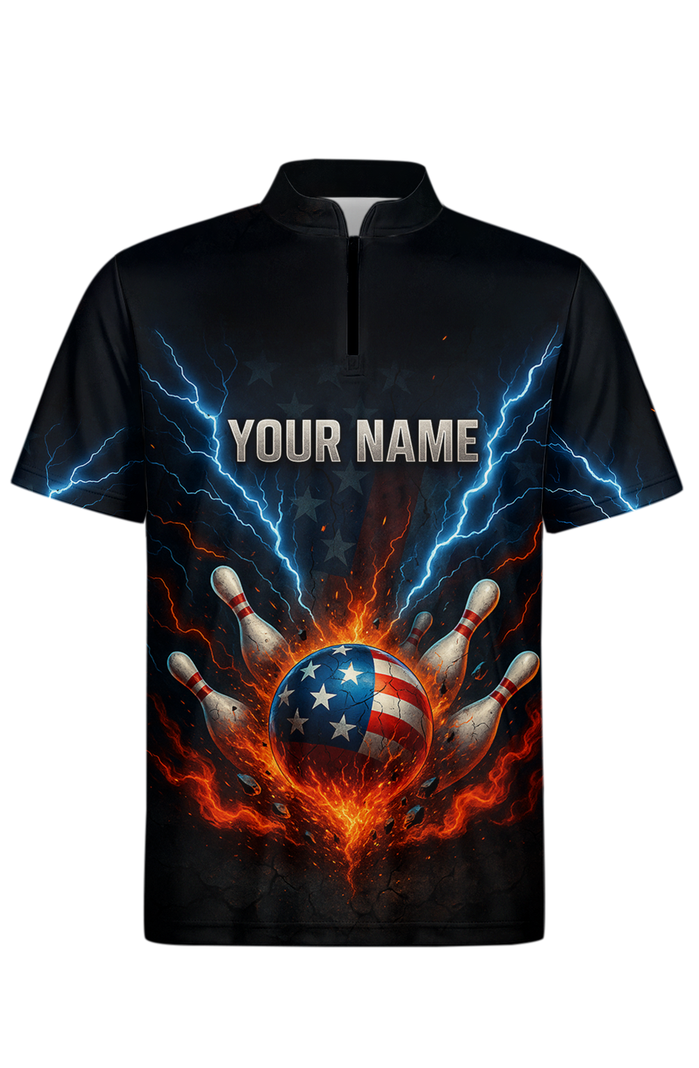 Patriotic Lightning Explosion Strike Bowling Jersey