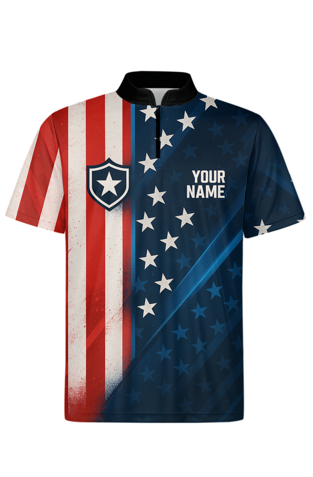 Patriotic Stars Stripes Shield Valor Bowling Jersey