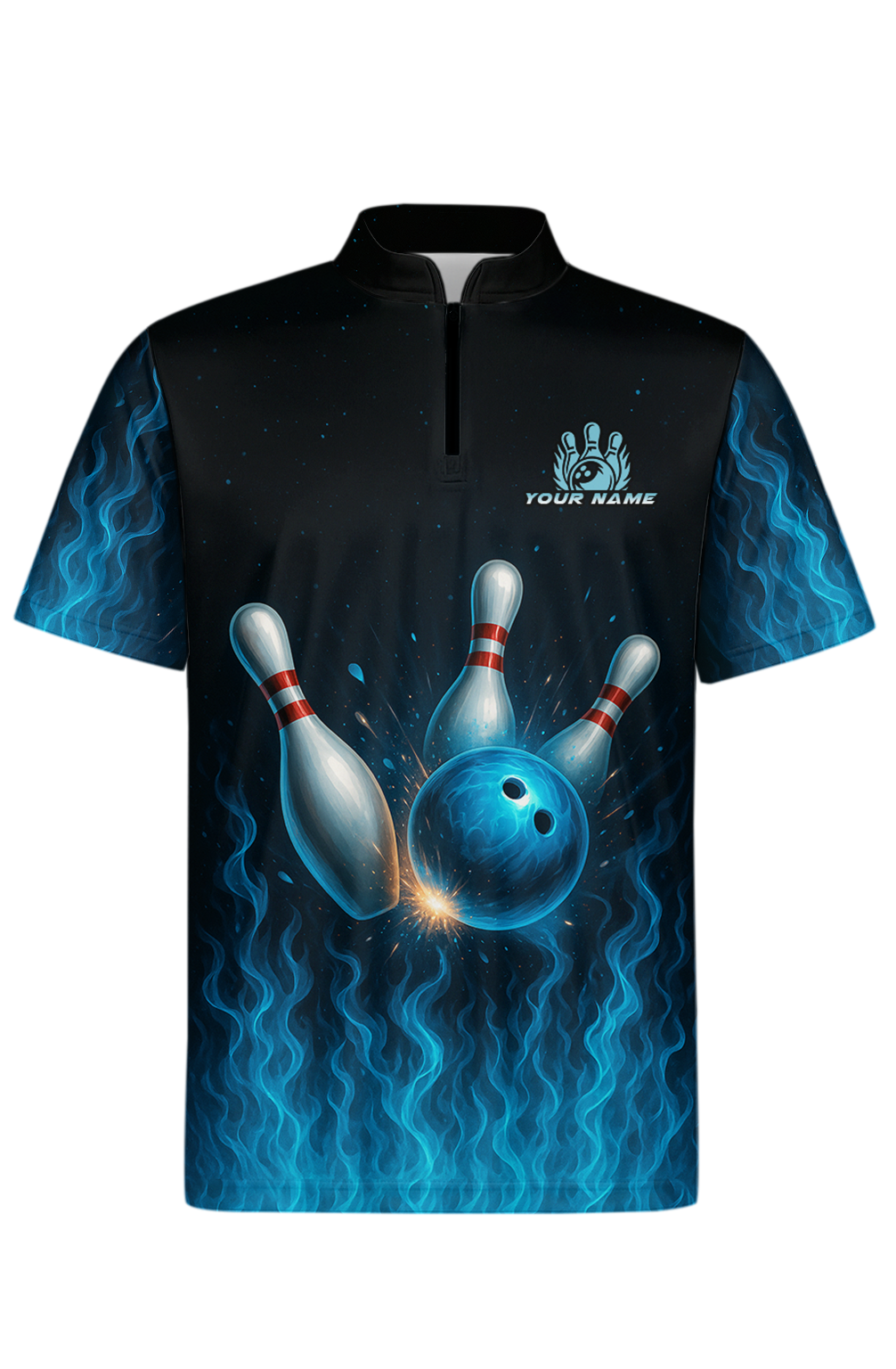 Intense Blue Flame Strike Bowling Jersey