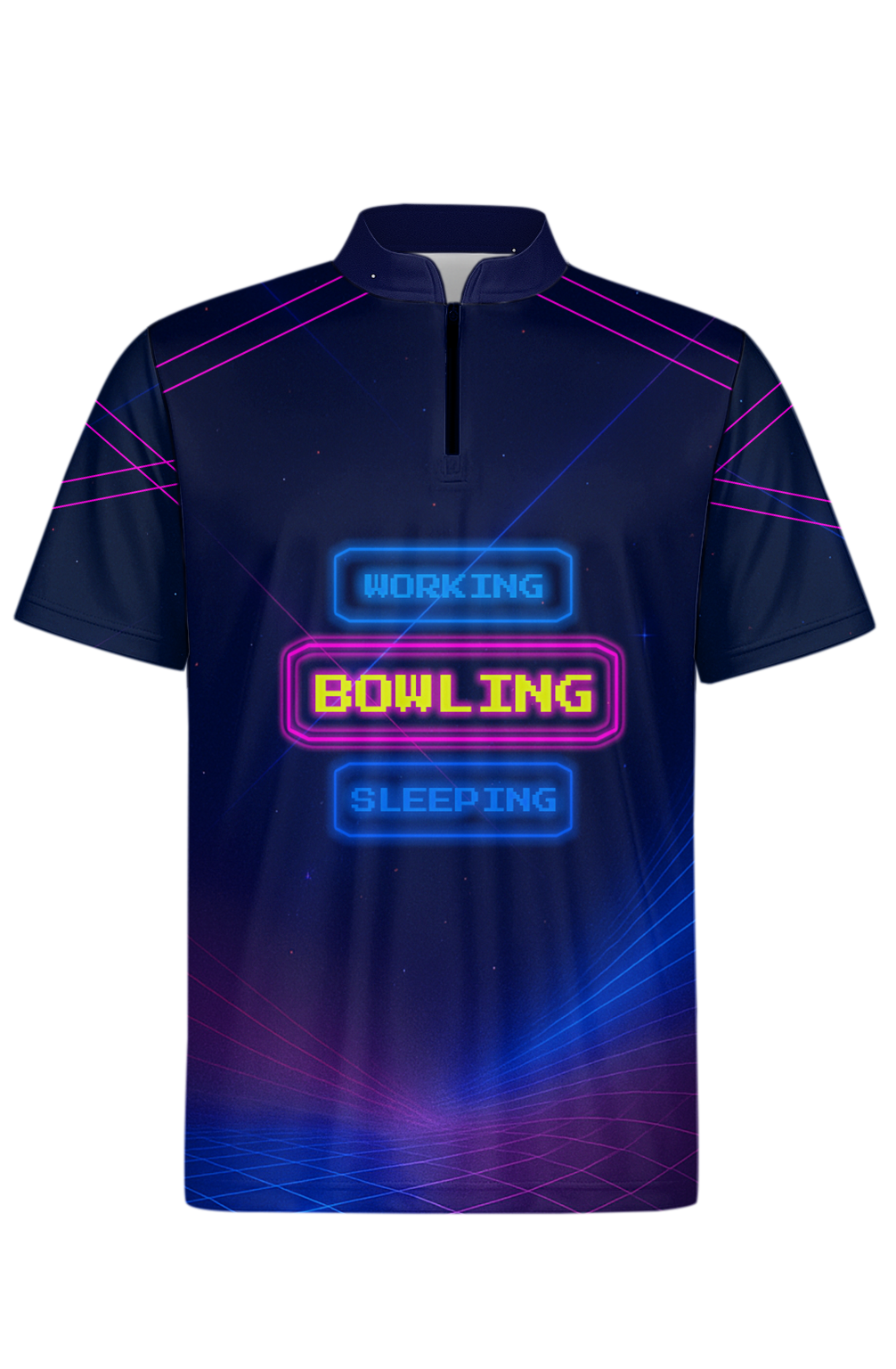 Synthwave Neon Life Schedule Bowling Jersey