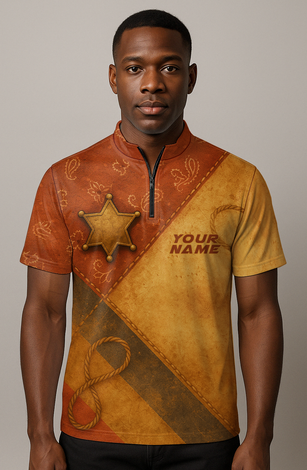 Rustic Vintage Western Sheriff Bowling Jersey