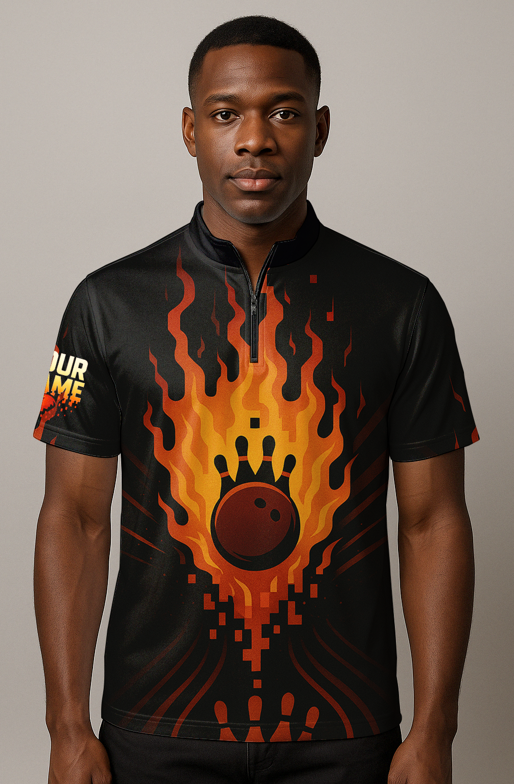 Fiery Flames Pixel Energy Bowling Jersey
