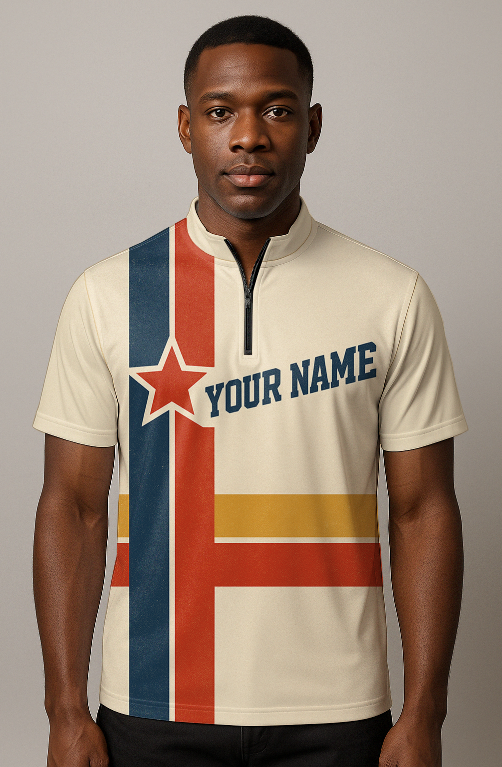 Vintage Americana Star Stripe Bowling Jersey