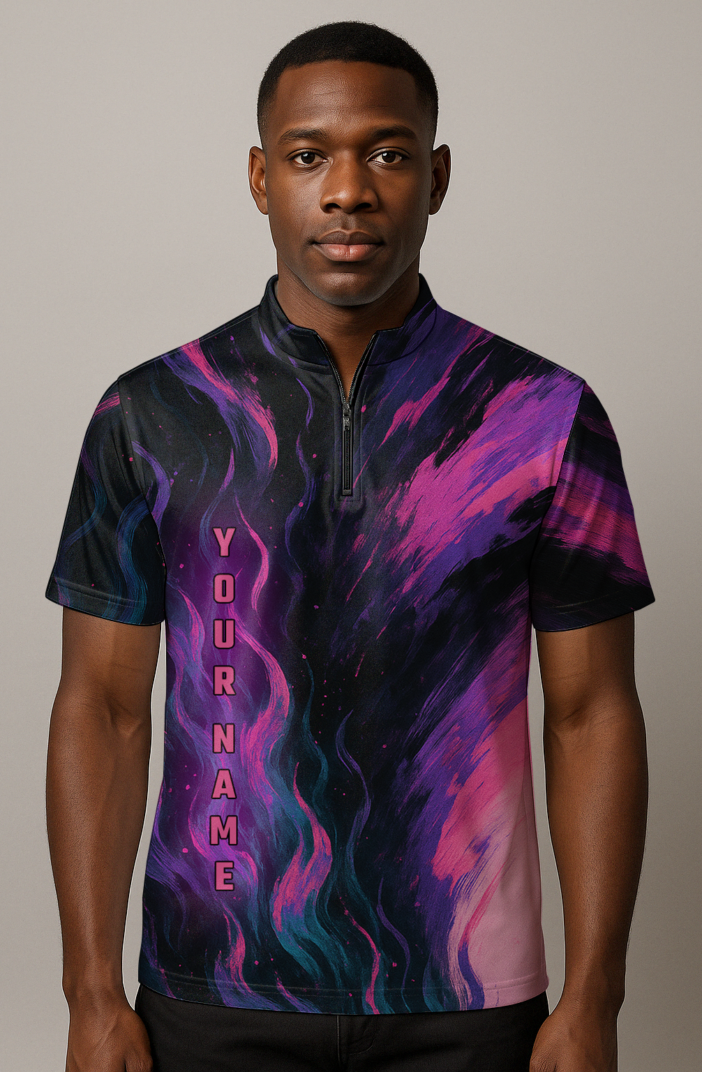 Energetic Purple Swirls Abstract Bowling Jersey