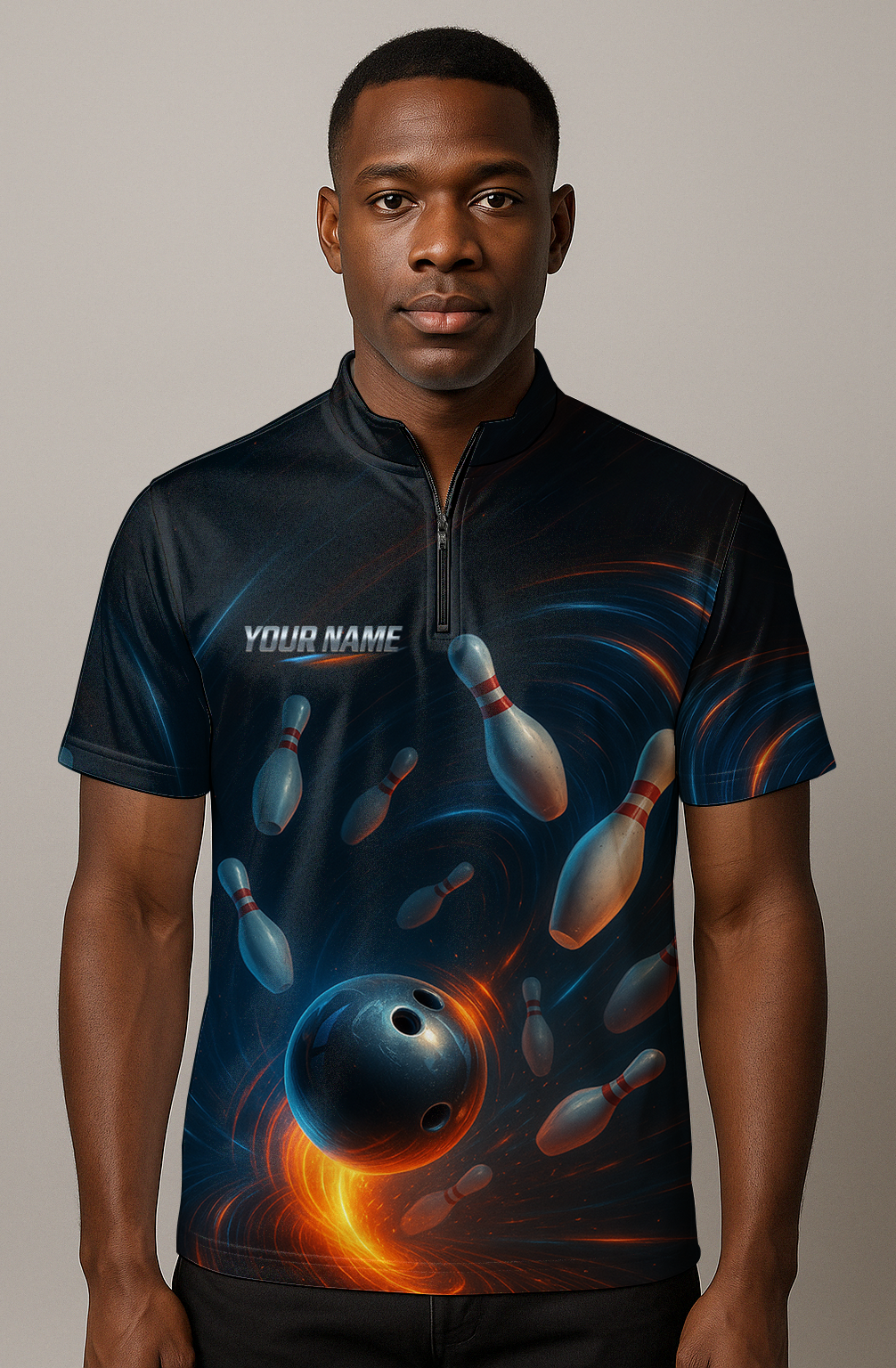 Cosmic Vortex Energy Trails Bowling Jersey