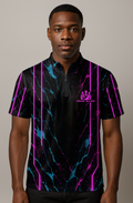Abstract Neon Lines Splatter Bowling Jersey