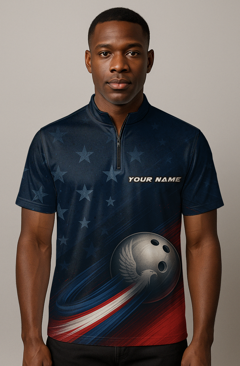 Stars Stripes Patriotic Eagle Bowling Jersey