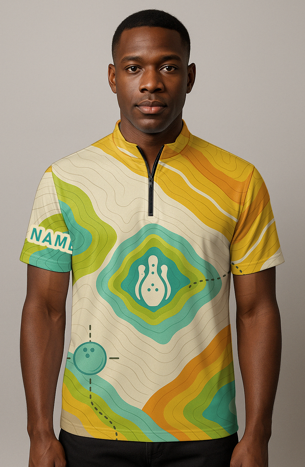 Vintage Contour Map Trail Bowling Jersey