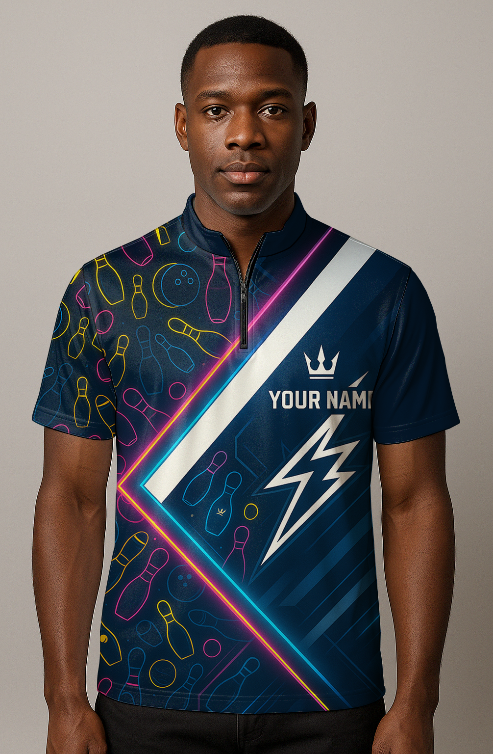 Energetic Neon Lightning Bowling Jersey