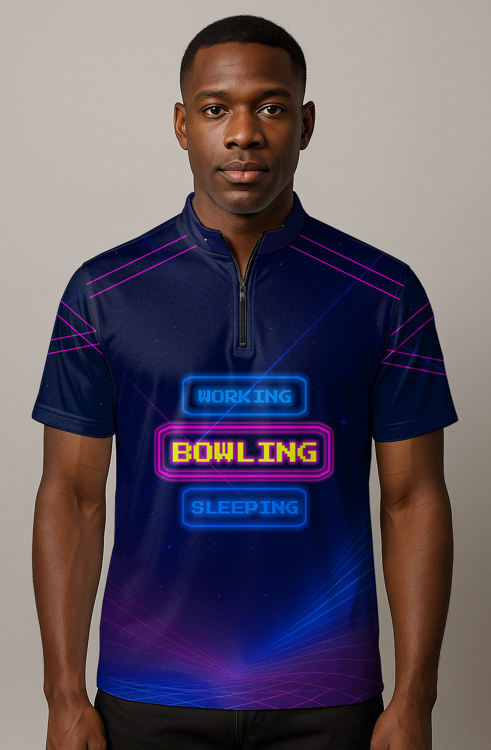 Synthwave Neon Life Schedule Bowling Jersey