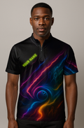 Energetic Neon Vortex Swirl Bowling Jersey