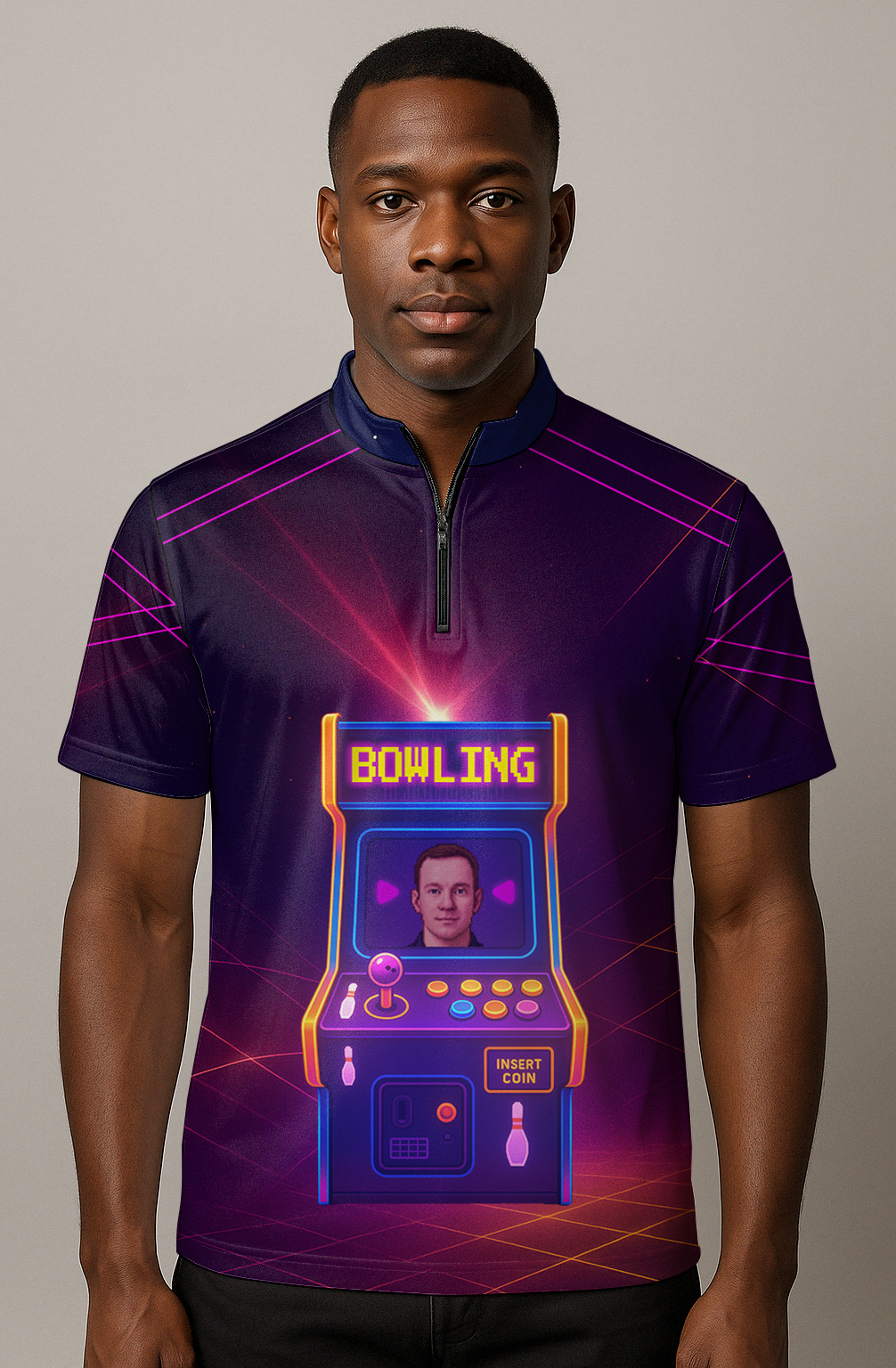 Exploding Neon Arcade Machine Bowling Jersey