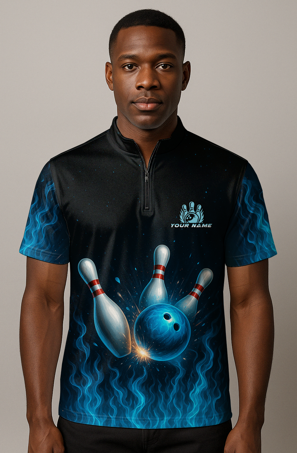 Intense Blue Flame Strike Bowling Jersey