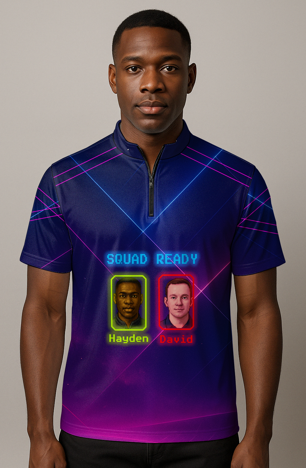 Futuristic Neon Grid Player Bowling Jersey