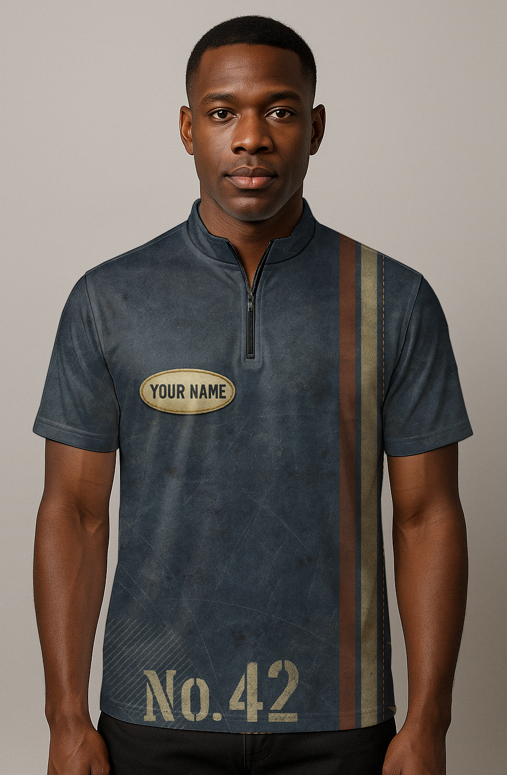 Vintage Industrial Distressed Mechanic Label Bowling Jersey